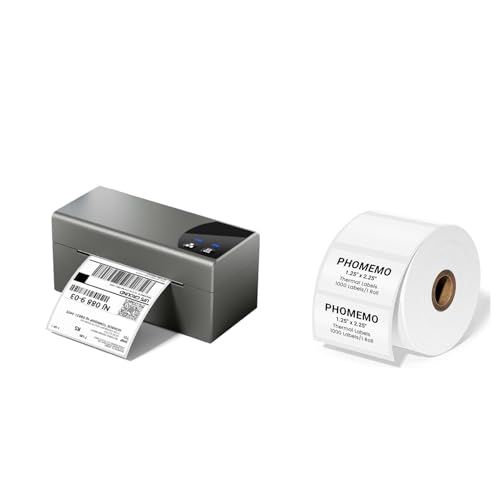 Image of Phomemo Thermal Label Printer with Ethernet & Bluetooth Connectivity with 2.25 inchx1.25 inch White Thermal Labels 1000 Sheets,Compatible with iPhone, Android, Shopify, Amazon, USPS