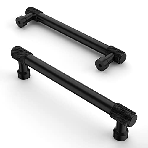 Asidrama 10 Pack 5 Inch(128mm) Matte Black Cabinet Pulls Cabinet Handles Cupboard Handles Kitchen Cabinet Hardware for Cupboard Drawer Pulls