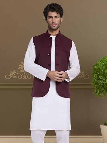 Image of ROCKSY Bandi Modi Koti, Nehru Jacket for Men, Cotton Waistcoat for All Occasion: Diwali, Wedding, Ethnic, Office Party, Formal & casual Look