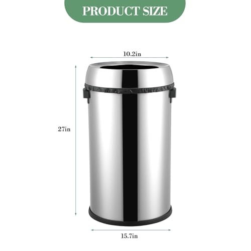 Caneca de Basura de Acero Inoxidable Abierta 17 Gal miniatura 2