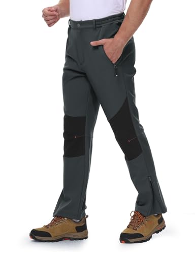 TBMPOY Men's Snow Ski Pants Waterproof Fleece Lined Insulated Softshell Winter Snowboard Hiking Zipper Bottom Leg 6