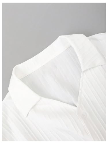 GORGLITTER Men's 2 Piece Linen Suit Casual Long Sleeve Button Down Shirt and Pants Set3