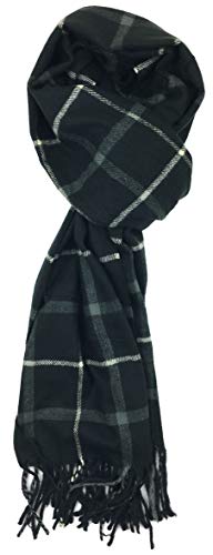 Plum Feathers Plaid Check and Solid Cashmere Feel Winter Scarf, Warm Scarfs, Cold Weather Accessories, Fringe Scarves
