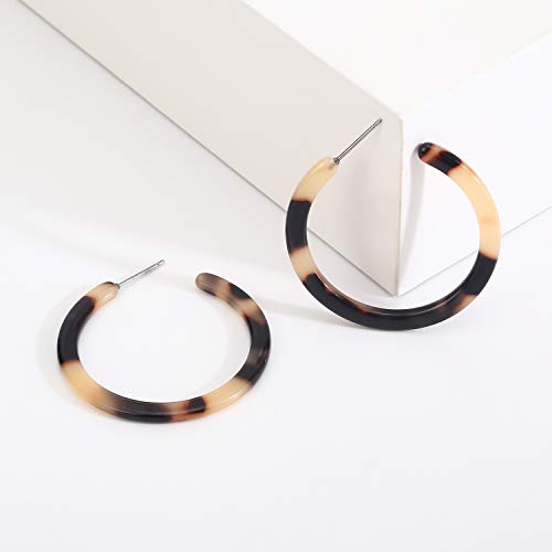 Tortoise Shell Resin Hoop Earrings Fashion Jewelry2