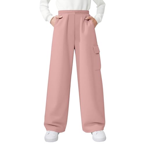 Baggy Sweatpants for Kid Boys Girls Wide Leg Open Bottom Cargo Sweat Pants Elastic Wasit Workout Jogger 5-15 Years