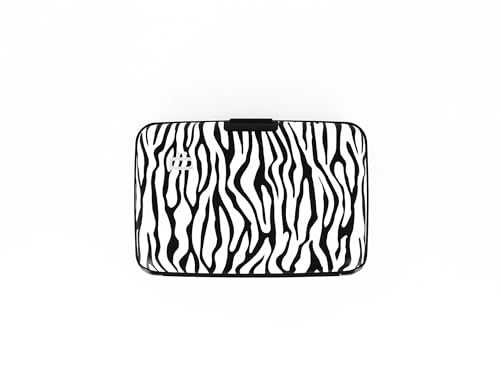 Image of OGON -DESIGNS- Aluminum card holder, RFID Protection against fraud and demagnetization, Compact wallet, Smart Case STOCKHOLM V1 model (Zebra)