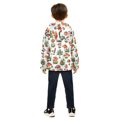 CHIFIGNO Colorful Mushrooms Toddler Hooded Jacket, Soft Light Sweatshirt Jacket 3T4