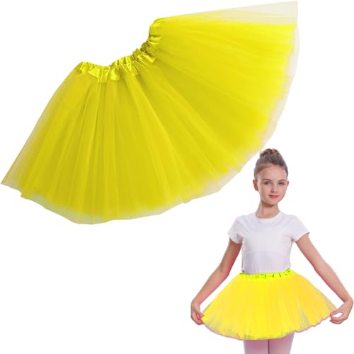 Girls Tutu Skirt 3 Layered Tulle Tutu Skirts for 0-8 Year Birthday Dance Kids Halloween Costume Cosplay Party Supplies Yellow