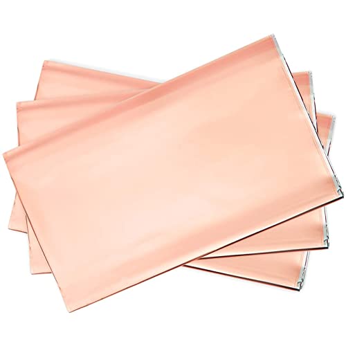 Sparkle And Bash 3 Pack Rose Gold Plastic Tablecloth, Metallic Table Cover Disposable For Pink Birthday Parties, Gender Reveal, Bridal Shower Decorations (54 X 108 In) #TOP4