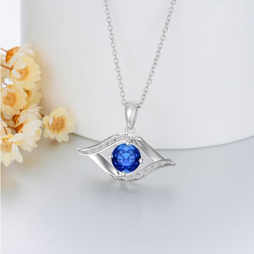 Evil Eye Diamond Necklace Turkish Eye Gemstone Sterling Silver Eye Necklace for Women Greek Protection Pendant3