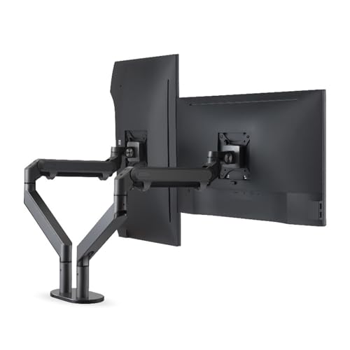 Support de moniteur pneumatique double bras articulé aluminium argent pour écran LCD