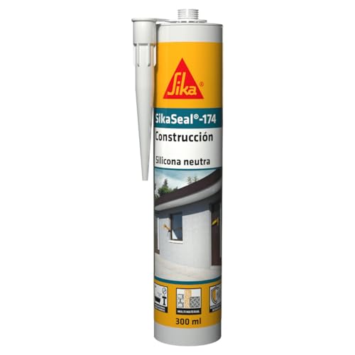 SIKA - Silicona neutra - SikaSeal 174 Construcción - Transparente - Sellador de silicona para marcos de puertas y ventanas - Muy bajo olor - 300ml