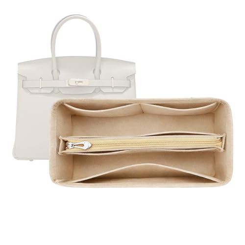Lckaey Purse Organizer for Hermes birkin bag 35 Felt organizer insert Y013M Pull beige-L