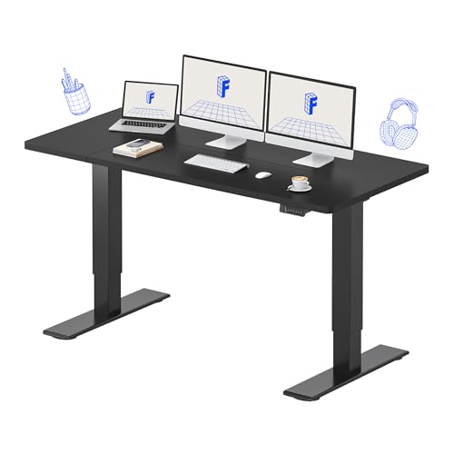 Height Adjustable 63″ x 28″ Black Standing Desk for Workstation