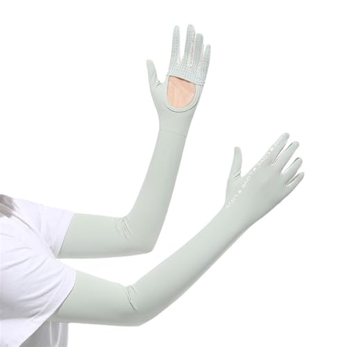 Lifup Women's Sun Gloves with Long Full Finger Coverage, UPF 50+ for Summer Green Long Hollow Palm One Size
