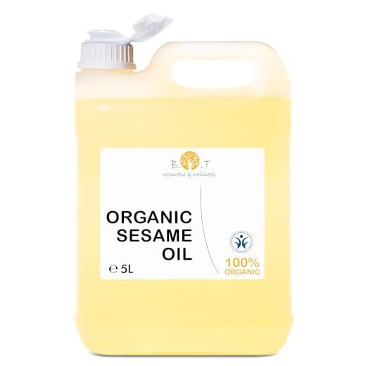 Aceite de Sésamo BIO 100% Puro. Presion en Frio de Semillas de Sesamo con Certificado Ecologico. Uso en Cosmetica Natural & Masaje Ayurveda 5000 ml 5 L