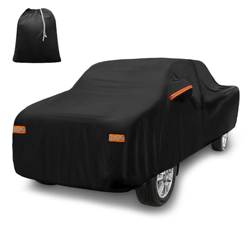 Image of X AUTOHAUX Car Cover for Toyota Tacoma Crew Cab Pickup 2005-2021 Aluminum Film Outdoor Waterproof Sun Rain Snow Hail Protection with Driver Door Zipper