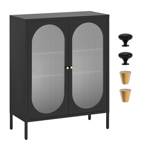 LAND·VO 多機能メタル収納キャビネット、テクスチャードブラック、66LGSC03B01