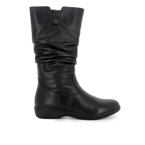 KangaROOS Bota piel caña arrugada cremallera cuña baja mujer negro para: Mujer color: negro talla: 36
