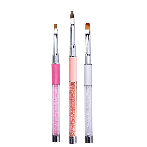 XIAI Nail UV Gel Brush Nails Design Polish Brushes French Tips Builder Acrylic Nail Art Pens for Nails (3Pcs)