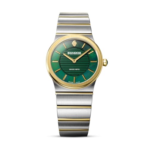 Image of SANDOZ Tresor Premium Swiss Made Quartz Green MOP Dial Watch for Women - SZWLG0000603
