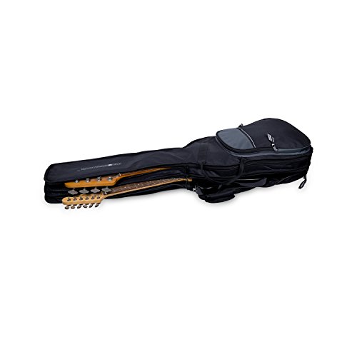 Image of Crossrock CRSG106DBBG Double 2x Bass Guitar Gig Bag -With Padded Adjustable backpack Straps, Black /Grey