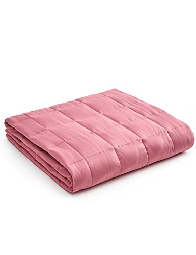 YnM Weighted Blanket,Heavy 100 Percent Oeko-Tex Certified Cotton Material, Bed Blanket for One Person of 160lbs, Ideal for Queen/King Bed (60x80 Inches, 17 Pounds, Bradied Apricot)