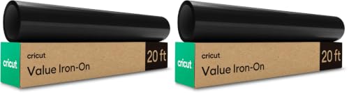 Image of Cricut Value Iron-On,Black (12 in x 20 ft)- HTV Heat Transfer Vinyl,(Pack of 2)