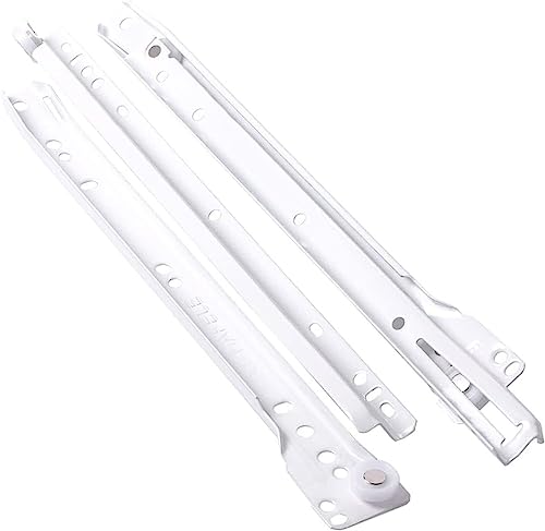 Gedotec Extensión de Cajón con Tirador, 450 mm, 10 Pares, Extensión de Rodillo Metálico, Real, Acero, Blanco, Tirador de Mueble para Cajones de Madera, Guía de Bolas, Armarios de Cocina