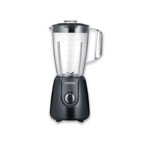 SEVERIN Batidora de vaso de tritán, batidora picadora con 2 velocidades y pulsación adicional, batidora eléctrica con cuchillas de acero inoxidable, 600 W, 1,5 L, negro, SM 3707