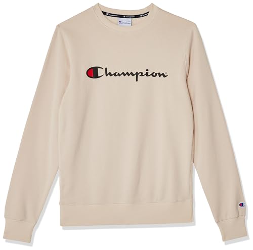 Champion Men's Script Crew Pullover Sweat, Coconut Souffle, XX-Large