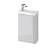 Produktbild VBChome Das Moduo-Set Slim Grau 40 cm Waschplatz Badmöbel Hochglanz Oberfläche Kleines Gästebad Bestehend aus Waschplatz und Waschbecken Schmale Badezimmermöbel für Gäste WC