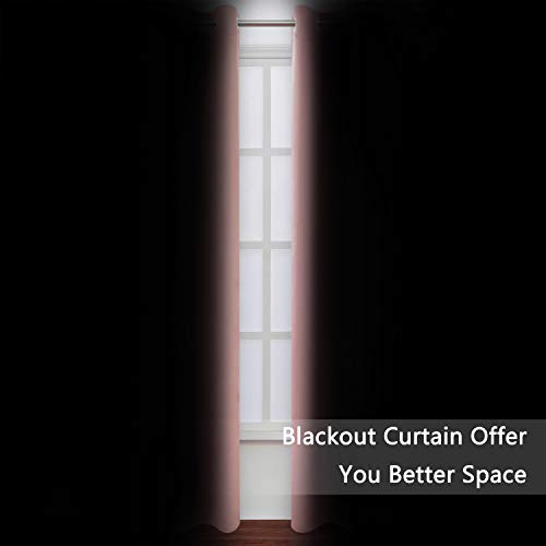LEMOMO Blackout Curtains 66 x 84 inch/Pink, Set of 2 Panels/Thermal Insulated Room Darkening Bedroom, Nursery Curtains - Image 3