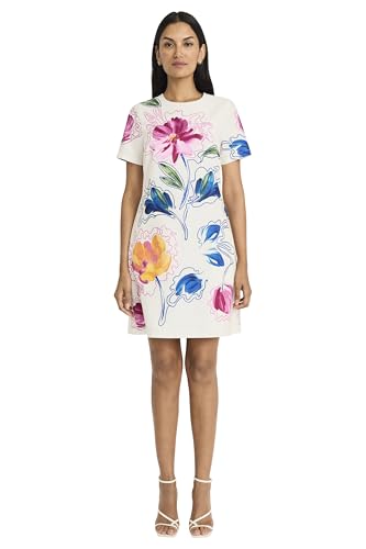 Maggy London Women's Elegant Short Sleeve Shift Pockets-Premium Cotton Poplin Cocktail Wedding Guest Above Knee Summer Dress