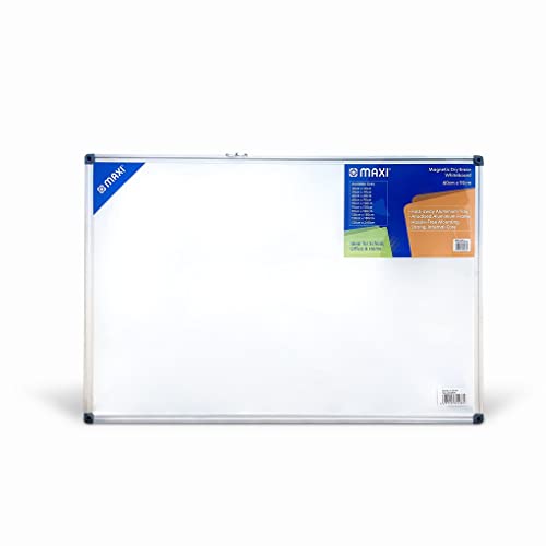 Maxi Single Sided Magnetic Whiteboard / Dry Erase Board 60X90 cms With Aluminium Framed White 6090