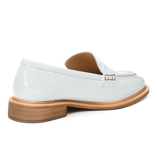 Image of JUSTDANNI Loafers for Women Slip On Shoes with Round Toe 1.2-Inch Low Chunky Block Heel Patent Comfortable Casual Dress Pump Shoes for Wedding Party Work Shopping Dating