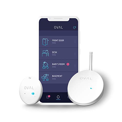 OVAL Real-Time Monitoring & Alerts (Water, Motion, Temperature, Humidity, Light) 5-in-1 Complete Home Protection - Includes 1 Hub & 2 Sensors