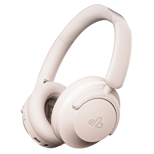 Hybrid Active Noise Cancelling Headphones, Over-Ear Bluetooth Headphone with Hi-Res Audio, 60H Playtime, Deep Bass, Transparency Mode, Foldable Comfort Cups, Graduation Gifts for Travel Office - Beige