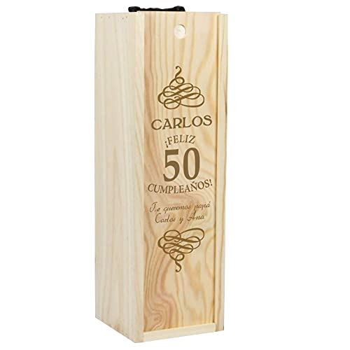 Calledelregalo Regalo para cumpleaños Personalizado: Caja para Botella de Vino Especial cumpleaños con su Nombre, Edad y...