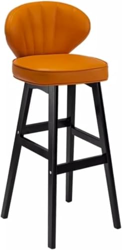 Taburetes de Bar de Cocina, Silla de Desayuno para Cocina, Taburete de Bar de Cuero, taburetes de Bar Modernos con Respaldo, Taburete Alto con Asiento tapizado y Patas de Madera, Taburete de