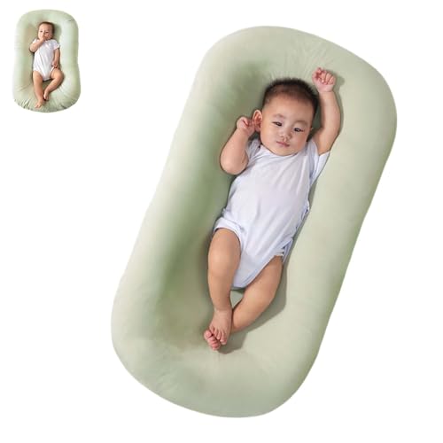 Image of Baby Lounger Soft Organic Cotton Breathable Lounger for Newborn, Infant Lounger for Home and Travel (Green)