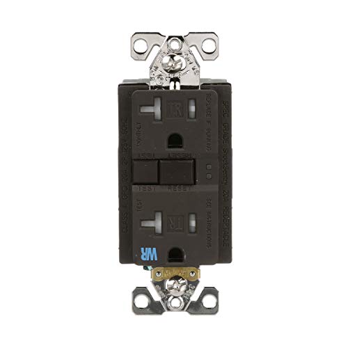 Eaton GFCI Self-Test 20A -125V Tamper & Weather Resistant Duplex Receptacle with Standard Size Wallplate, Brown