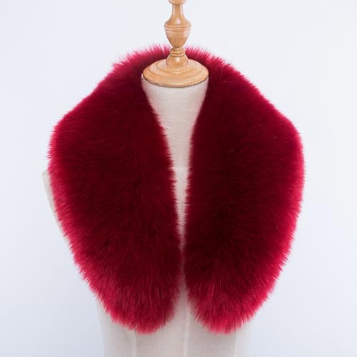 Faux Fur Trim for Hood Replacement, Detachable Faux Fur Collar Wrap Neck Warmer Collar Scarf for Cold Winter2
