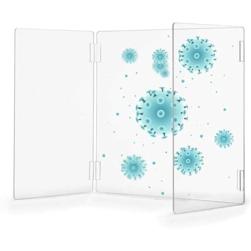 KQQKアクリル板3面仕切り板透明コ字型自立式屏風飛沫防止用防爆フロントガラス飛沫拡散防止パネル仕切り板接客テーブル用丸み加工設置簡単カウンター用キッチン、テーブル集中、点検用 (300*600*400mm)