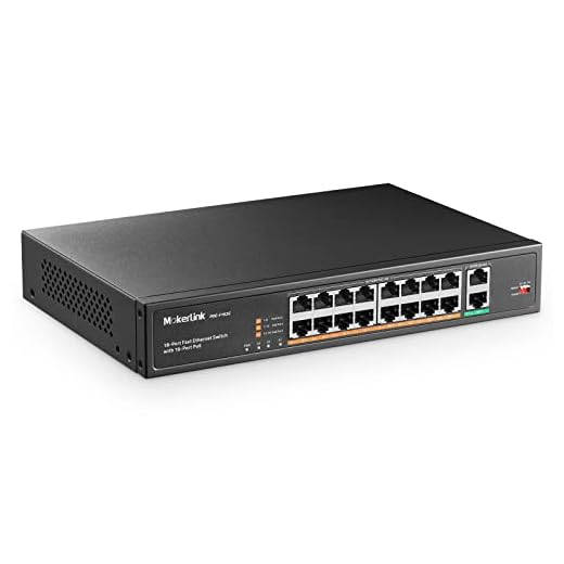 MokerLink 16 Port PoE Switch with 2 Gigabit Uplink Ethernet Port, 250W High Power, Support IEEE802.3af/at, Rackmount Unmanaged Plug and Play