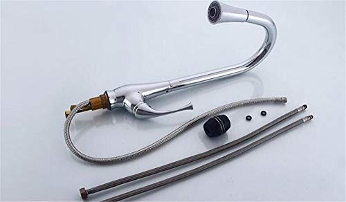 Robinet de cuisine avec douchette extractible en cuivre chrome