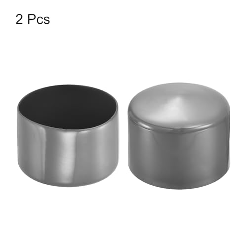 Image of uxcell 2pcs Rubber End Caps 65mm ID Vinyl Round Tube Bolt Cap Cover Screw Thread Protectors Dark Grey, 40mm Height