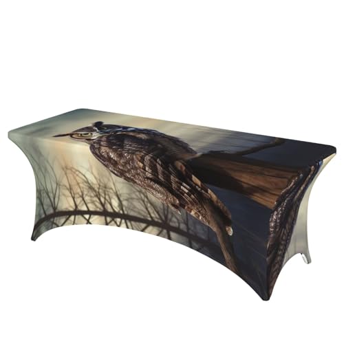 Nappe de table extensible élasthanne 1,8m nappe rectangulaire lavable hibou - 2