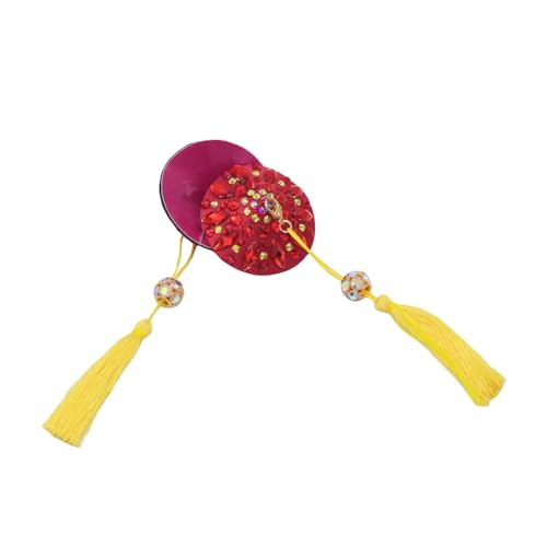 Image of ZGMYC Sparkly Rhinestones Metal Chain Nipple Cover with Tassel, Reusable Adhesive Pasties Sexy Bra Body Chain
