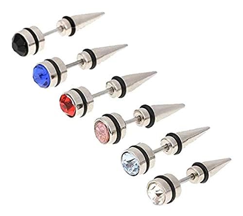 Valentine jewellery Stainless Steel Mens Earrings Om Black Gold Silver Piercing Screw Bali Stud Hoops Earing Multicolor Earrings Combo for men boys Unisex-image-46